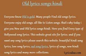 Old lyrics songs hindi